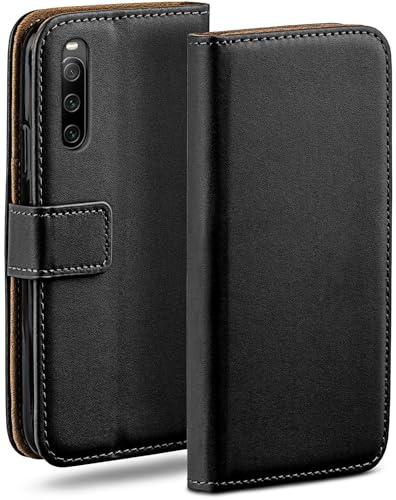 moex für Sony Xperia 10 V Hülle mit Kartenfach, Handyhülle klappbar 360 Grad Schutzhülle, PU Leder Handytasche Sony Xperia 10 V Klapphülle Flip Case, Schwarz