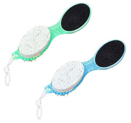 Vier-in-einem-Fußschleifer, multifunktionaler Fußwaschreiniger, Entfernung abgestorbener Haut, Fußwaschbürste, Reiben und Fußwerkzeug, 2 Stück Gürtelschnallen (White, One Size)