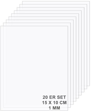 ASelected Lot de 20 plaques en verre acrylique - Plexiglas transparent - 10 x 15 cm - 1 mm - Plaque acrylique pour cadre photo, peinture, bricolage, présentoirs de table