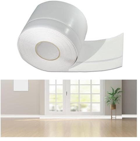 Rodapié suave autoadhesivo, 7 cm de PVC suave, placas flexibles autoadhesivas, impermeables, zócalos blandos, flexible, adecuado para cocina y baño (blanco, 25 m)
