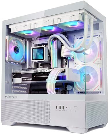Zalman Chronix ATX Mid-Tower Gaming - Carcasa para PC, incluye 3 ventiladores ARGB, USB tipo C, parte superior de 360 mm y soporte de radiador lateral de 240 mm, vidrio templado panorámico, gestión de