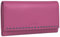 GlobeeCraft Portafoglio in pelle vera per dona color fucsia, con portamonete interno espacio per 14 carte, modelo grande caliente del design elegante e moderno