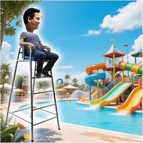 SAFWELAU Taburete Alto Escalera para Piscina Elevad Sillas Salvavidas Outdoor Tall para Piscina Patio Playa Parque Acuático Lago, Heavy Duty Deck Chairs Taburete