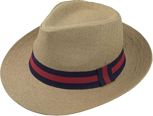 RockParty Panama Straw Fedora Hat Unisex Summer Sun Hat for Men & Women, Classic Beach Hat with UV Protection for Travel, Holiday & Outdoor Fashion