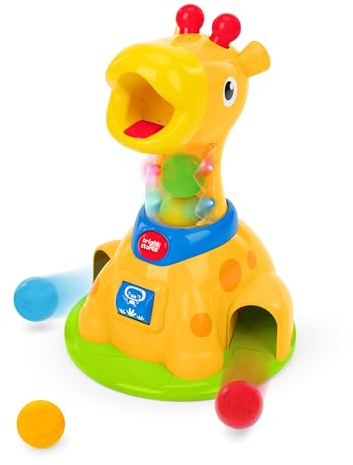 Bright Starts Spinnin’ Spots Giraffe Ball Play Toy for Cause & Effect and Fine Motor Skills, 6 Months+ Unisex Ball Drop Toy Crawl & Chase