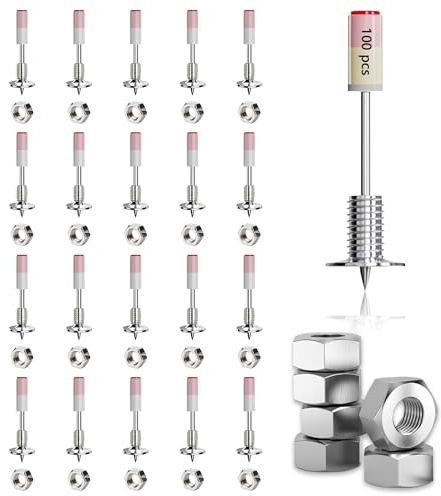 100 Pezzi Chiodi per Sparachiodi: Chiodi per Pistola Sparachiodi Contiene 100 Dadi M8 Diametro 7,3 mm Chiodo Filettato per Cemento e Ferro Spara Chiodi