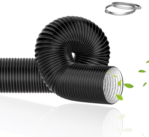 Xiqiggi Tubo Aire Acondicionado Portatil, Flexible Manguera Ventilación 150 mm, 300 cm Manguera Escape Aluminio, PVC Conductos Ventilación para Extractores, Climatizadores, Secadoras, Campanas, Negro