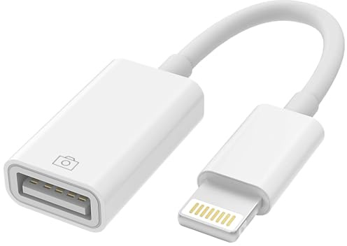 Lightning till USB-adapter för kamera, MFI-certifierad, OTG-adapter för att byta foton till mobiltelefon, iOS OTG-omvandlare kompatibel med flash-enhet, tangentbord, mus
