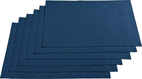 REDBEST Tischset, Platzset, Untersetzer Uni 6er-Pack Seattle, 100% Baumwolle dunkelblau Größe 30x45 cm - Robustes, glattes Gewebe, mit hochwertigem Kuvertsaum