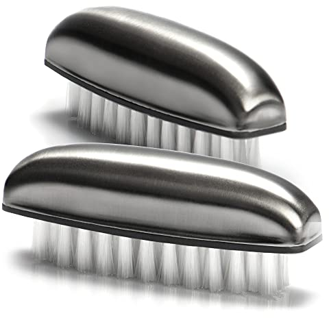 com-four Lot de 2 brosses de lavage à la main en acier inoxydable - Neutralisateur d'odeurs avec poils de nettoyage - Brosse à ongles en acier inoxydable élimine les odeurs - Brosse pour mains et