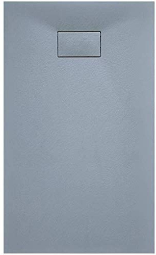 Piatto Doccia Arredo Bagno In Resina Effetto Pietra Stone Ardesia Spessore 2.6 Cm Antiscivolo Filopavimento Riducibile Indistruttibile Con Griglia Di Copertura Grigio (70 x 120 Cm)