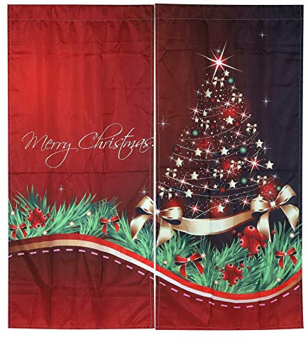 Fdit Tenda natalizia impermeabile Tenda decorativa per finestre Ornamenti natalizi per la casa Soggiorno Decorazioni per le vacanze(150 * 166cm-4#)