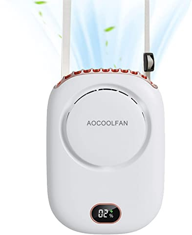 AOCOOLFAN Portable Neck Fan, Mini Small Personal Handheld Fan USB Rechargeable 3 Speed for Girls Boys Woman Eyelash Travel Home Office Outdoor (White)