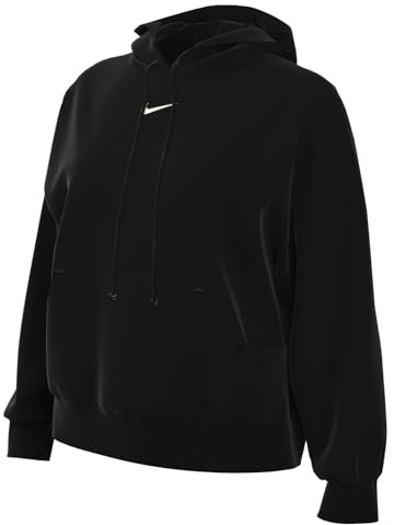 Nike Hooded Long Sleeve Top W NSW Phnx FLC OOS Po Hoodie, Black/Sail, DQ5858-010, XL