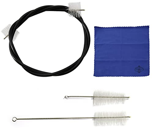Trumpet cleaning brush set, 3 pieces Trumpet cleaning care set Musical instrument maintenance care accessories, 1 flexible brush, 1 valve brush, 1 mouthpiece brush
