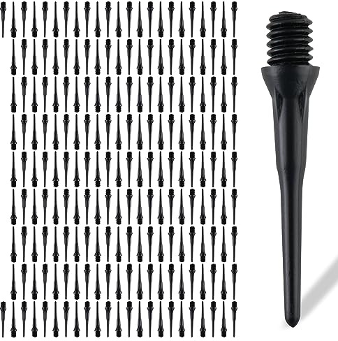 LinkVisions 2BA Thread Plastic Tip Dart Points Soft Dart Tips Replacement Dart Accessories Black 200pcs