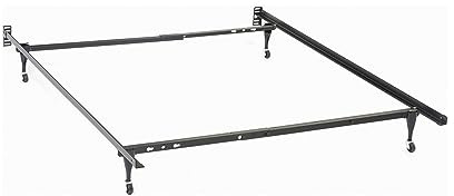 Benjara Nit Multisize Metal Bed Frame, Twin or Full Size, Caster Wheels, Black