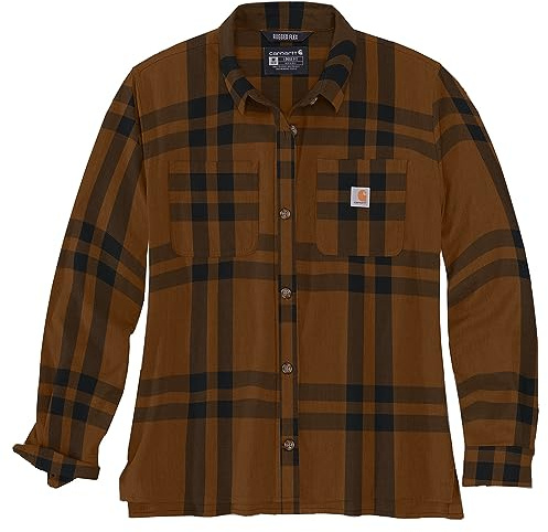 Carhartt Damen 105989 Rugged Flex Loose Fit Midweight Flanne, Carhartt Braun meliert, M