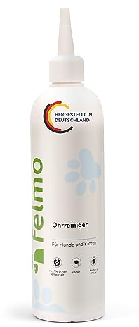 felmo Ohrreiniger für Hunde & Katzen (250 ml) – ermöglicht schonende und effektive Reinigung sowie Pflege - Beruhigt bei Juckreiz, Kopfschütteln & mindert Gerüche VEGAN & parabenfrei