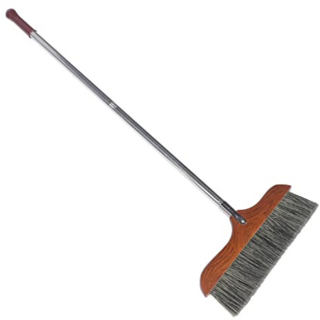 HOMSFOU Balai en Bois - Balai de Camping avec Balai Fin et Doux - Balai de Nettoyage télescopique - Balai intérieur en Acier Inoxydable - Brosse de Nettoyage en Bois