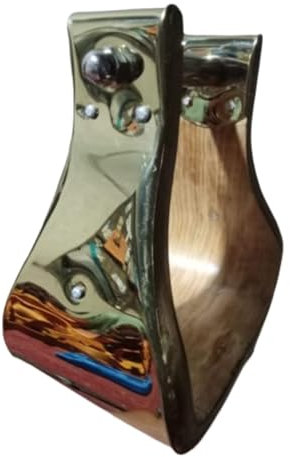 Craft Colt Hölzerne breite Western-Steigbügel mit goldenem Stahlüberzug, Holzglockensattel Steigbügel (Größe:12,7 cm)