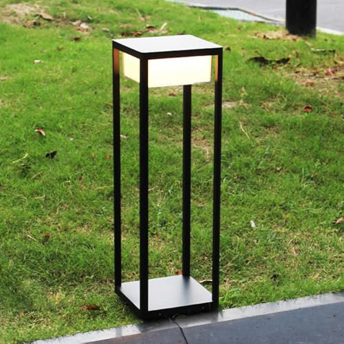 Lámpara de camino de paisaje moderna de 22,4 con marco cuadrado y pantalla acrílica, luminaria de bolardo LED, luces de paisaje impermeables de aluminio para exteriores, para entrada de vehículos, pa