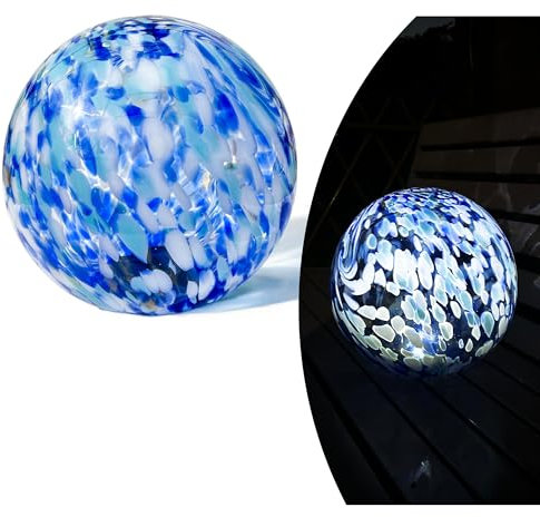 Lily's Home Bola de observación – Globo de cristal de 10 pulgadas con luces solares – Luces solares para exteriores para patio y patio – Decoración de jardín – Interruptor fotosensible de encendido