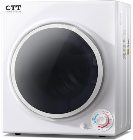 CTT 3.5 Cu. Ft. Clothes Dryer, 1500W Electric Dryers for Clothes, 110V Electric Clothes Dryer with Stainless Steel Drumble for 13.2 lbs. with 4 Automatic Drying Modes (White)