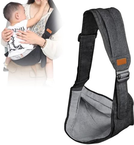 Jomdjmskes Porte Bebe Physiologique, Écharpe Portage Respirante et Réglable, Portable Echarpe Portage Bebe, Porte-Bébé Latéral pour Nouveau-Nés et Tout-Petits, Supporte Jusqu Porte Enfant 25KG (Noir)