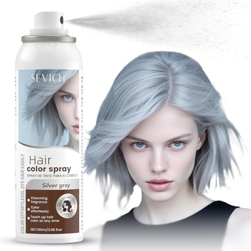 Sevich Haarspray Farbe Spray，temporäres Haarfärbemittel Für Männer & Frauen, Sofortige Anwendung Der Haarfarbe, Schnell Trocknend, Nicht Klebend, Langanhaltend, Kein Verblassen, 100ml Silber