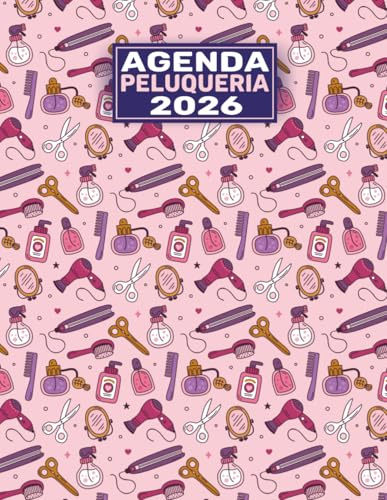 Agenda peluquería 2026: 1 semana en 2 páginas | horario de 8:00 a 21:00 horas | intervalos de 15 minutos | libro de citas para peluqueria | A4