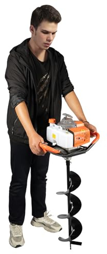 Post Hole Borer Augers & Posthole Diggers Auger Post Hole Digger Fence Post Auger Post Hole Digger Auger Petrol Spiral Digger Auger Hole Borer with 3 Drill Attachments and Extension Pole (71cc)