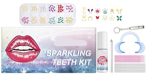Kit De Bijoux Dentaires – Décorations De Sourire DIY Avec Matériaux Sûrs, Lumière UV, Application Facile Et Adhésif Longue Durée(2PC)