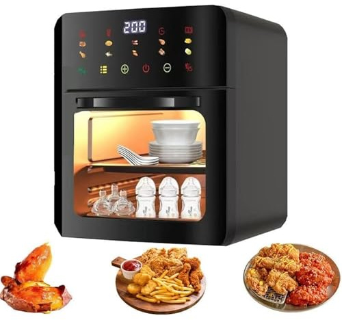 Friteuse à air chaud 10L écran tactile LED 10 programmes préchauffage maintien au chaud Friteuse à air chaud 1350W Friteuse à air sans huile Séchage mini four Camping