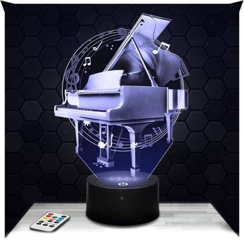Lampephoto.fr - Lampe 3D Piano Cadeau Piano Musique Musicien, Veilleuse Tactile Led, Effet Hologramme 3D, Idée Cadeau Noël Anniversaire Garçon ou Fille, Objet décoration chambre