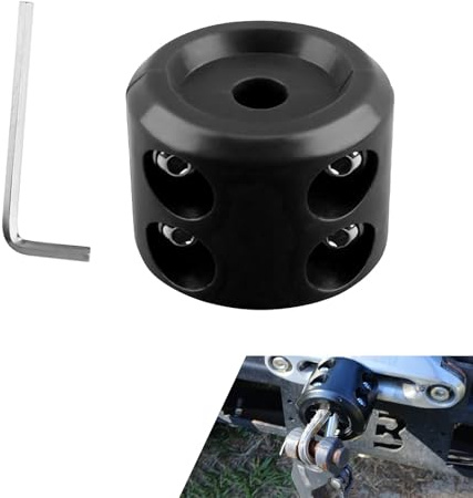 Fiknonk 1PC Winch Cable Hook Stopper, Rubber Winch Stopper for Wire & Synthetic Rope, with Stainless Steel Screws and Nuts Allen Wrench, Universal for Most Cars (Black)