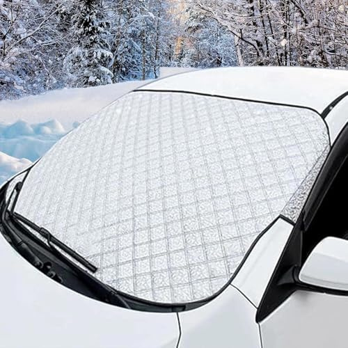 EnixwH 145 x 94 cm bil vindruteskydd solskydd bilskydd hopfällbar bilpresenning för sidoskydd mot isdamm anti-UV alla årstider de flesta fordon