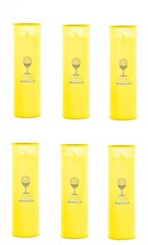 mille idee Lumino Cerone Liturgico 650 g Giallo – Candela per Santissimo in Bicchiere PVC – Durata 8 Giorni – Confezione da 3 o 6 Pezzi (6)