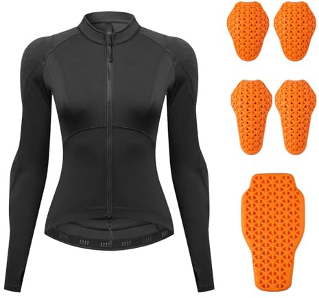 Mingzhe Chaqueta de Malla para Mujer Camisa Acolchada para Motocicleta Tejido de Yoga Alta Elasticidad Tiras Reflectantes Armadura Extraíble Correr Ciclismo Poliéster Poliuretano (L)