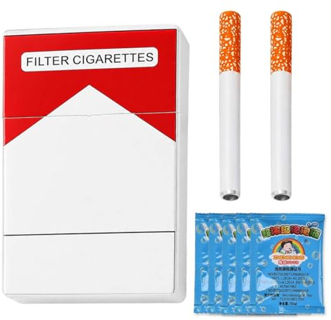 AJNZAU 8 Pièces Cigarette Bulle De Savon, Set Avec 2 Baguettes Et 5 Liquides, Jouet Détente Pour Fête (8 Pièces)