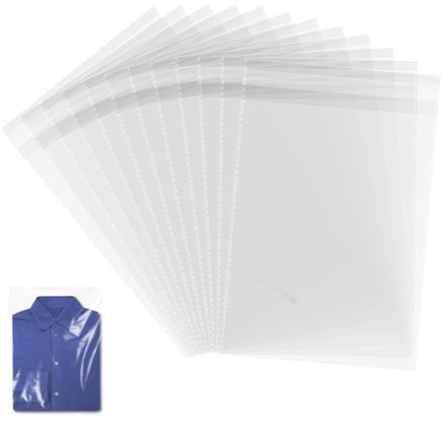 100 Packs A3 Self-adhesive Clear Bags, Cellophane Display Bags, Food Safe, OPP for Cookies, Cards, Envelopes, (12 x 16.5 Inches)