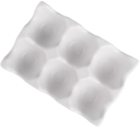 LALADEFIEE Plateau à Œufs en Céramique Blanc à 6 Compartiments, Boîte Pratique pour Réfrigérateur, Anti-dérapant et Élégant Rangement Frais des Œufs Cuisine
