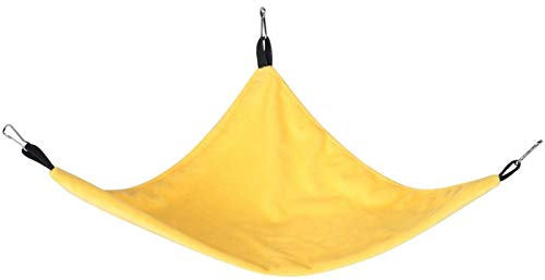 Pssopp Small Pet Hammock Triangle Pet Cage Hammock Hanging Bed Cage Accessories for Hamster Squirrel Sugar Glider Guinea Pig Mice Rats Birds(Yellow)