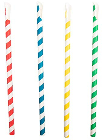 100 pezzi - Cannucce a righe con cucchiaio Ø 0,8 x 21 cm assortiti carta