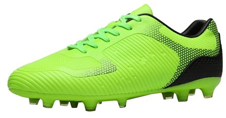 DREAM PAIRS Zapatillas de Fútbol Hombre Botas de Fútbol Sala Zapatos de Fútbol al Aire Libre Tacos Deporte Atletismo,Size 44.5,Neón/Verde/Negro,SUPERFLIGHT-2