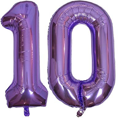 DIWULI Luftballon 10 Geburtstag XXL Lila, Zahlen-Ballon Deko