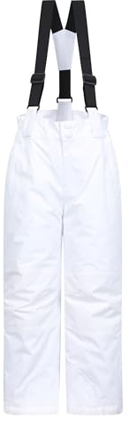 Mountain Warehouse Honey Kids Snow Pants - Snowproof Childrens Trousers, Water Resistant Rain Pants with Zipped Pockets - for Sports, Skiing Holidays, Snowboarding White Teen Size 13 Years