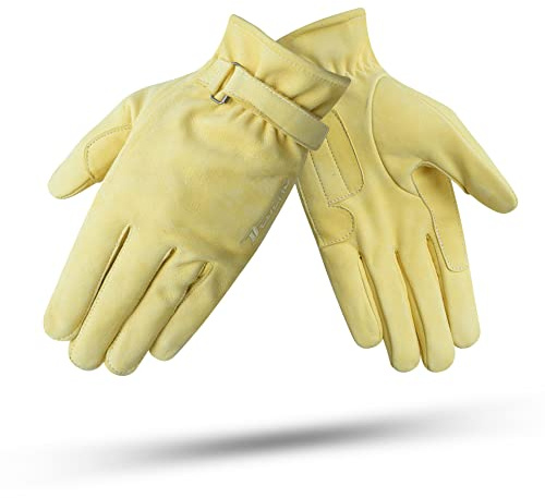 DEGEND Laps Jaune | Gants Moto Cuir pour Hommes - Gant Moto d'Été en Cuir 100% Souples Et Confortables avec Insert en Kevlar pour Une Protection Maximale - Homologués CE - Accessoires Moto Taille XL