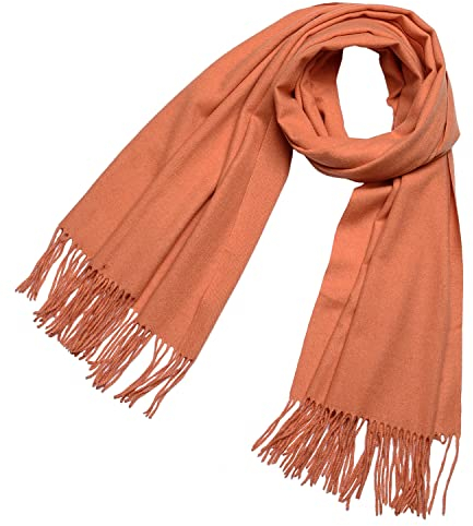 DonDon Schal Damen Winter Wollschal Winterschal groß und flauschig 200 x 70 cm - Orange