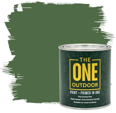 THE ONE Outdoor Paint - Dark Green, 1 Litre | Durable Exterior Paint for Wood, Metal & Masonry | Weather Resistant Finish
